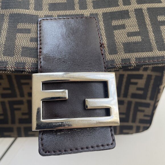 VTG RARE FENDI Zucca Pattern Shoulder Bag Hand Bag Mamma Baguette 71-15980-001 - Picture 11 of 16